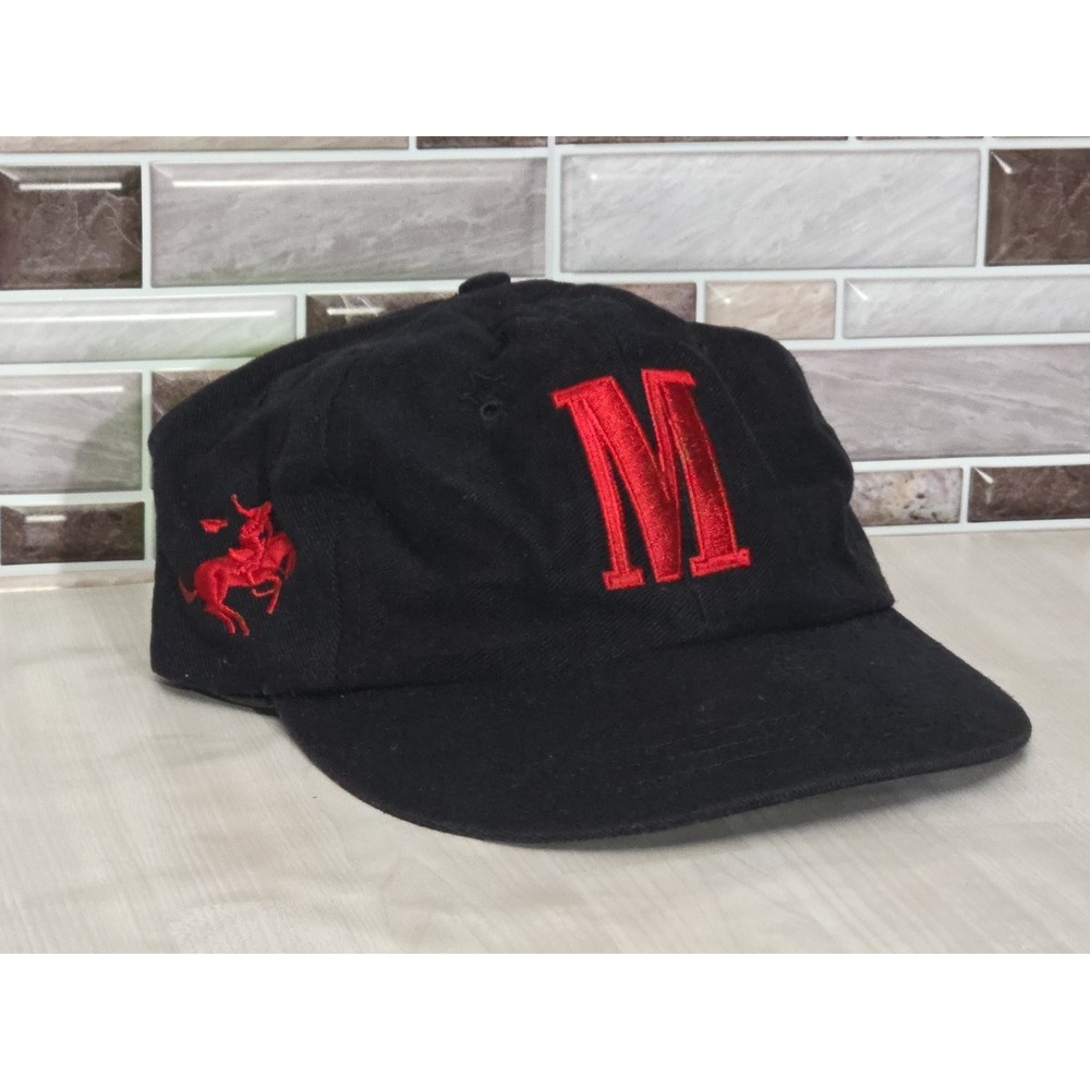 Vintage 90s Black Red Strapback Hat Cowboy Cigarette Brand Men's Ball Cap - Picture 5 of 16